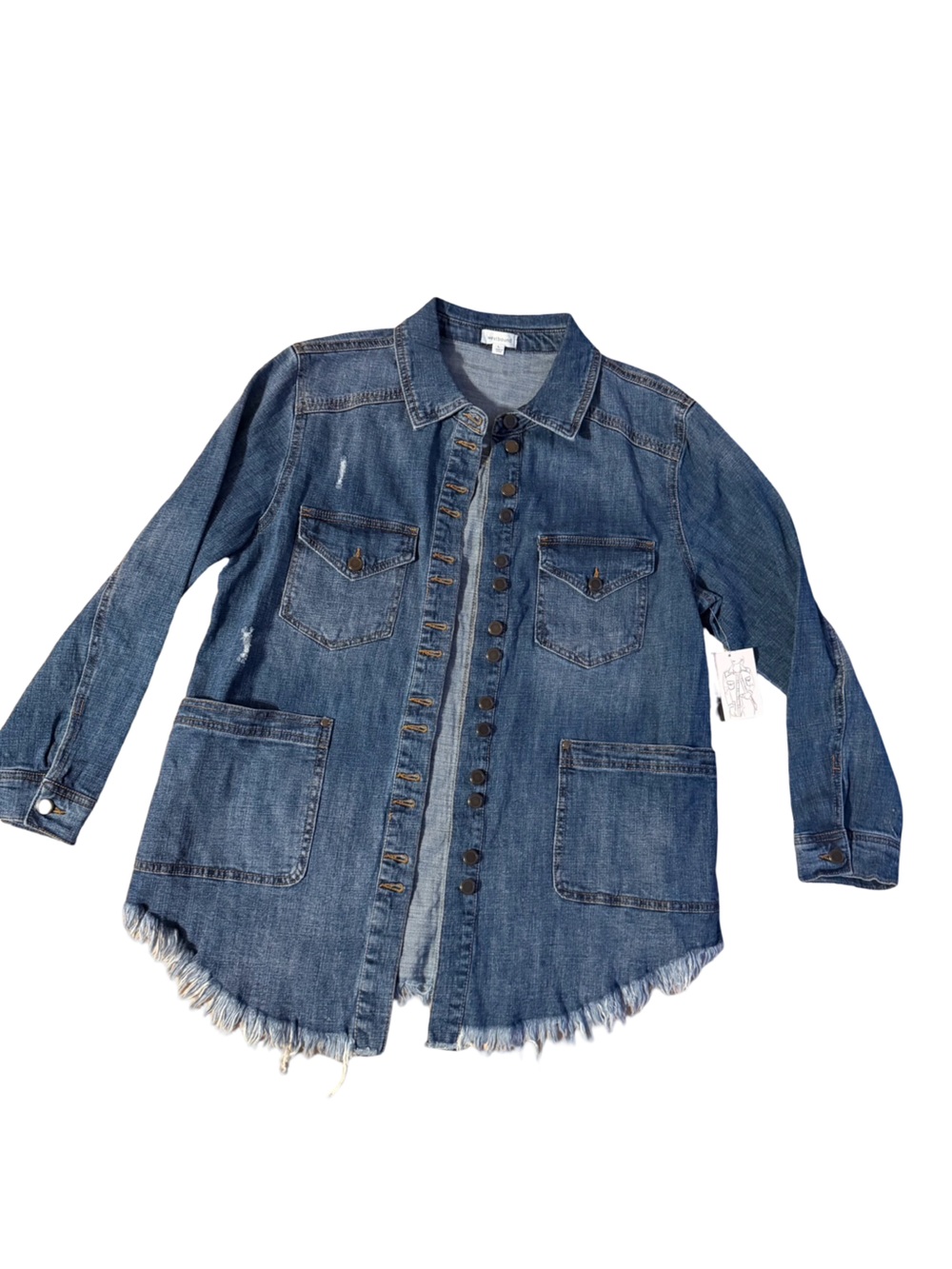 Westbound Distressed Blue Denim Button-Front Jacket